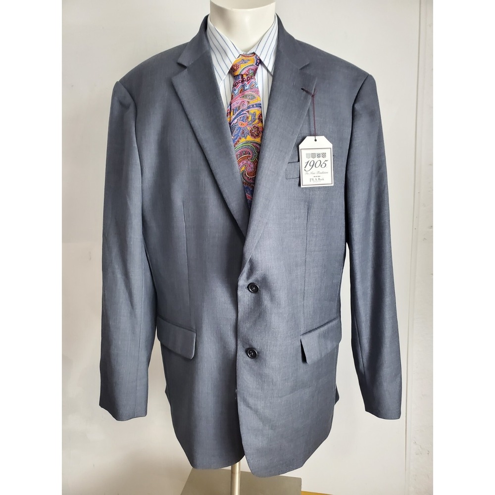 Jos A Bank Sport Coat Mens 48 L Gray Wool 2 Button Dual Vented New